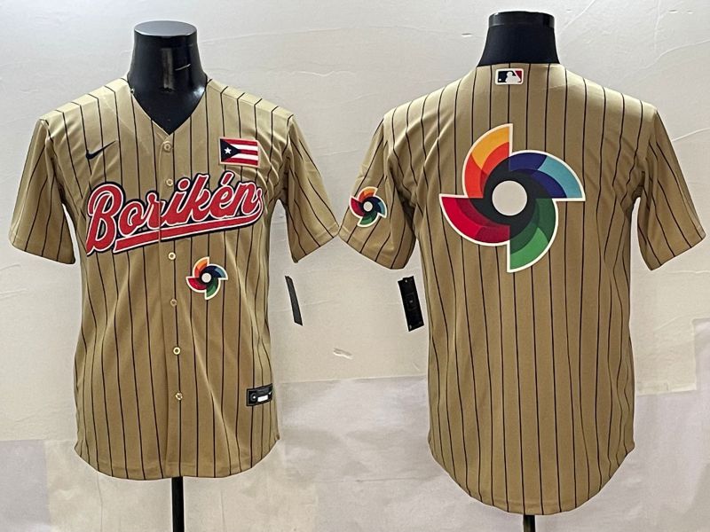 Men Puerto Rico Blank Brown Stripe Joint Name 2025 Nike MLB Jersey style 19->more jerseys->MLB Jersey